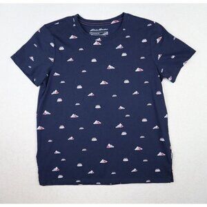 EDDIE BAUER - WOMEN'S BLUE MOUNTAIN PRINT SHORT SLEEVE T-SHIRT  - SIZE M - FLAWS